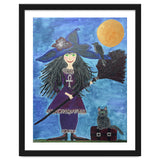 Cassandra, the Little Witch, with Merlin, the cat, and Circe, the Raven thumbnail