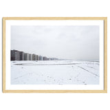 Traces of driving a car on a snowy coast thumbnail