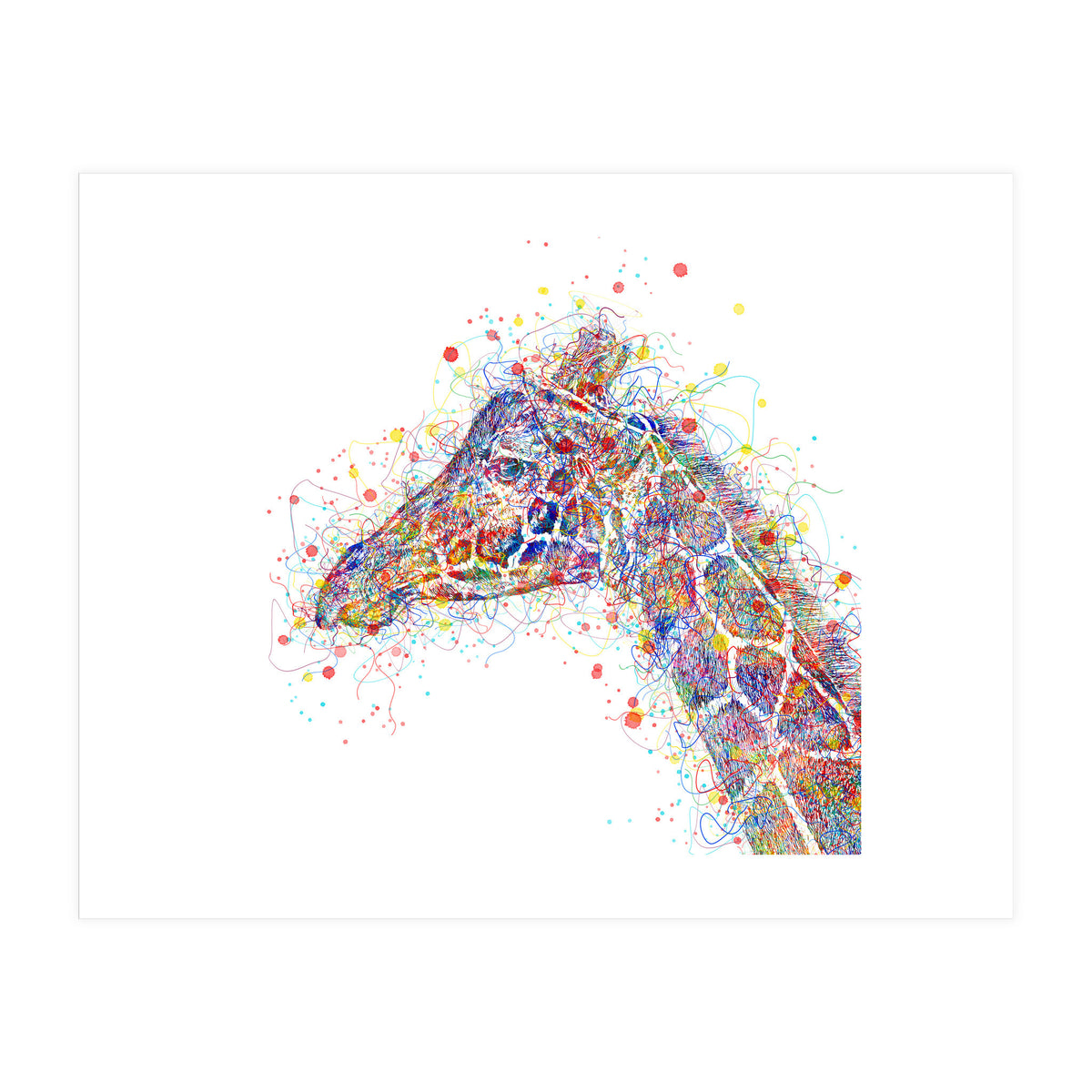 giraffe watercolor lines (Print Only)