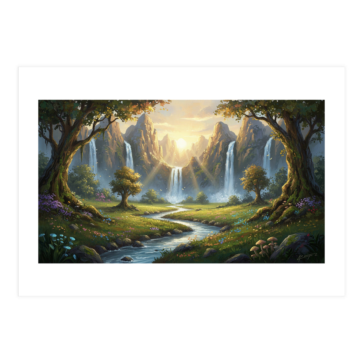 Enchanted Waterfall Meadow (Print Only)