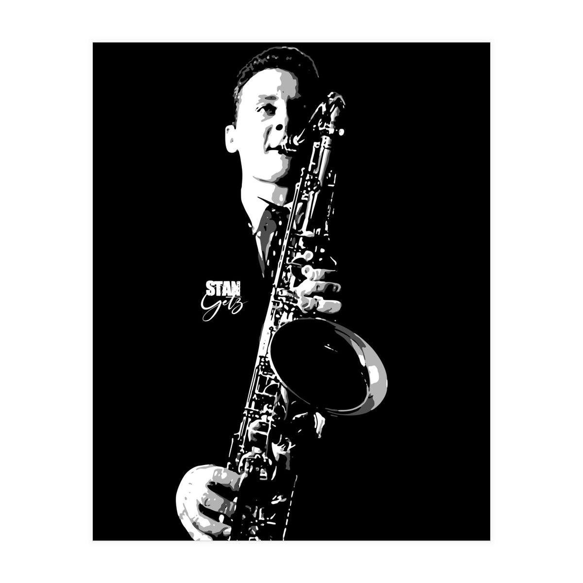 Stan Getz American Jazz Saxophonist in Grayscale (Print Only)