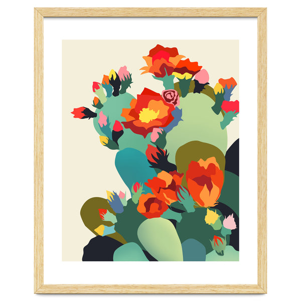 How Cactus Got Its Groove Back, Botanical Plants Vintage Illustration, Nature Colorful Desert Bohemian, Eclectic Leaves Succulent Floral