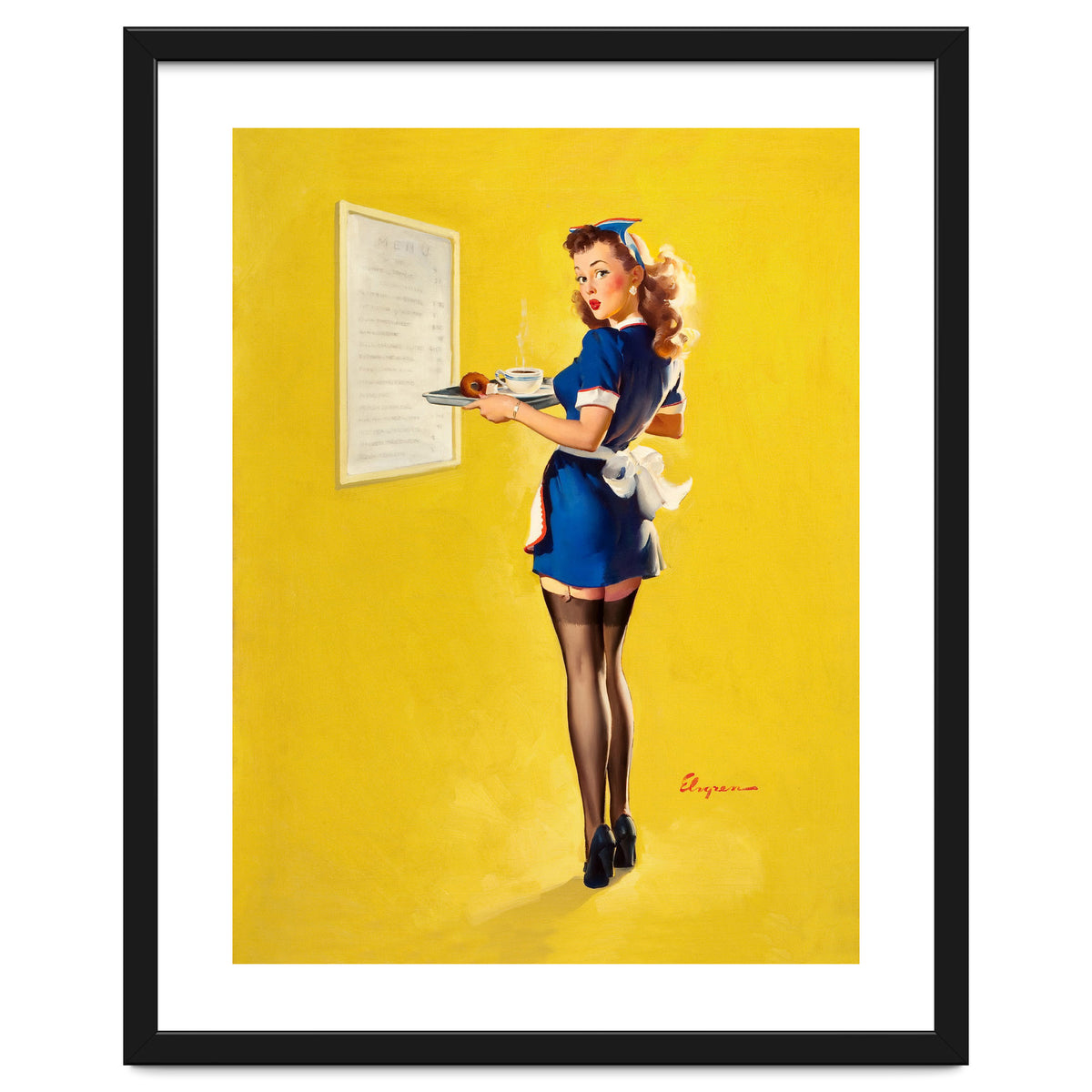 Pinup Sexy Waitress Looking Back