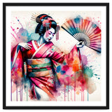Vibrant Geisha With Rainbow Hand Fan thumbnail
