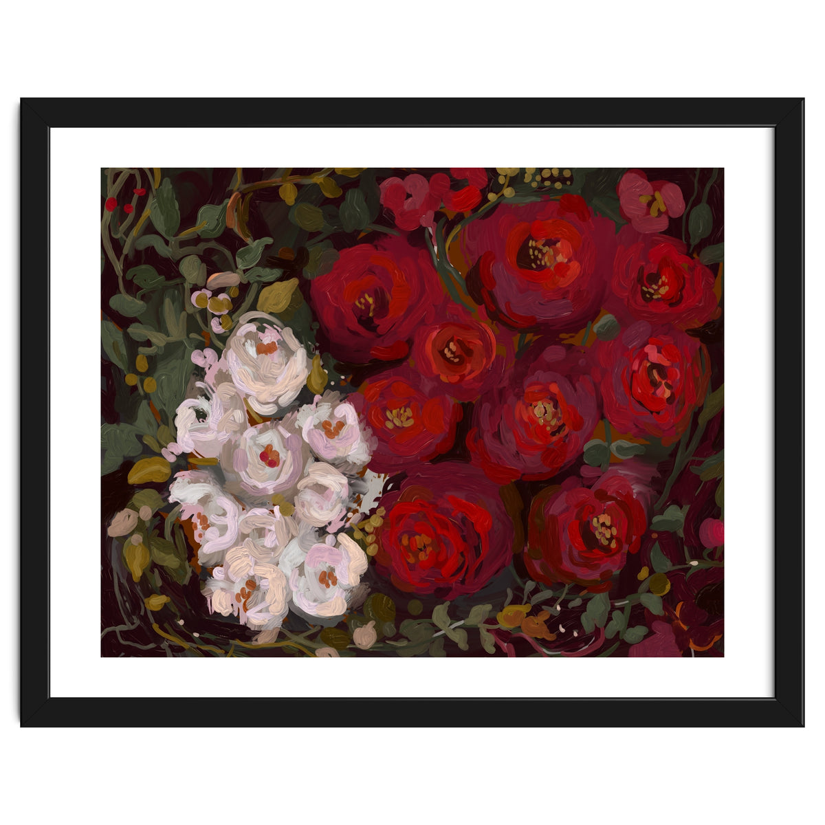 Vintage oil painted moody romantic Roses
