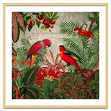 Vintage Rainforest With Tropical Red Parrots thumbnail