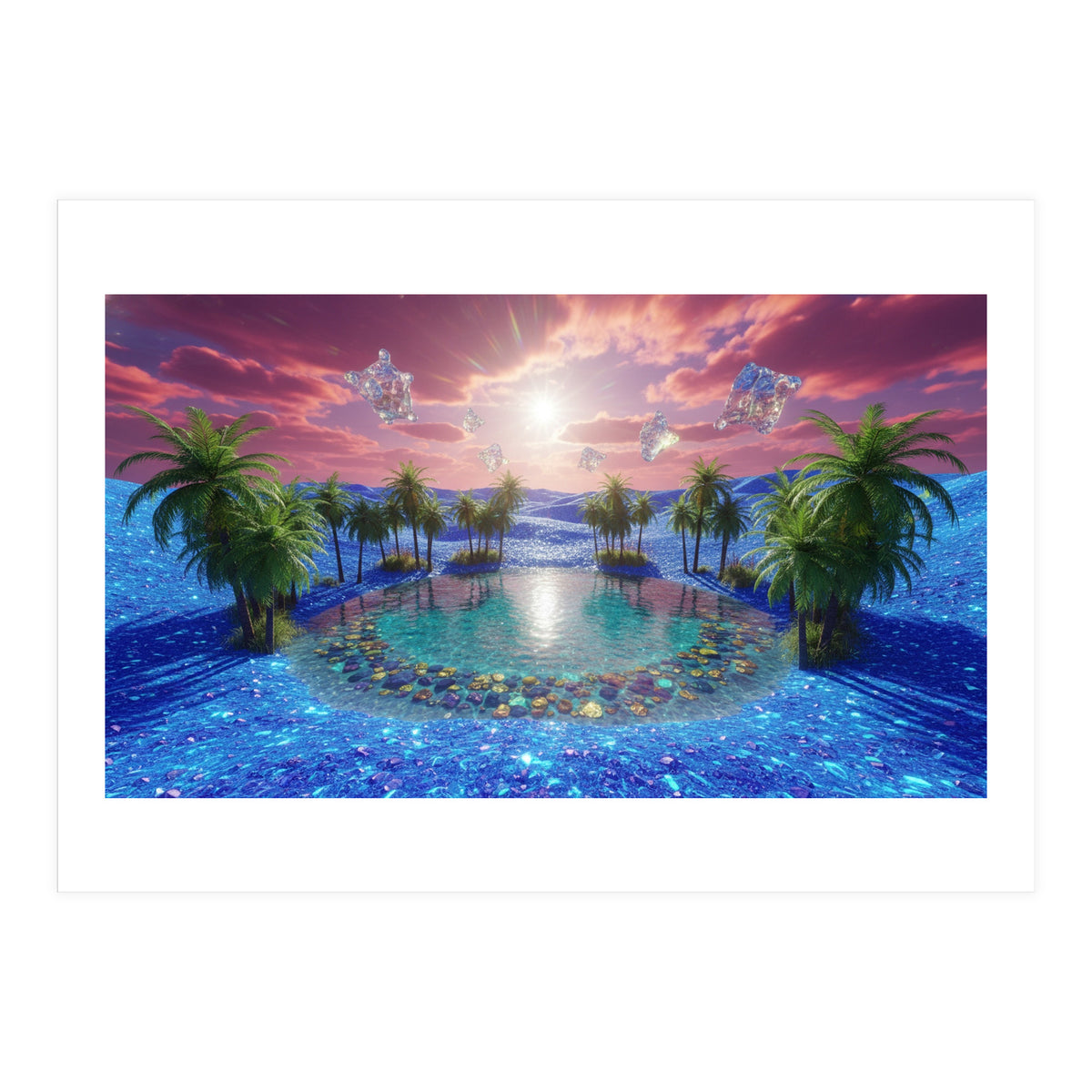 Oasis of Dreams: Surreal Tropical Landscape (Print Only)