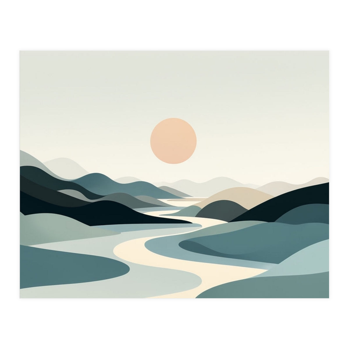 Serene Horizon: Minimalist Organic Landscape (Print Only)