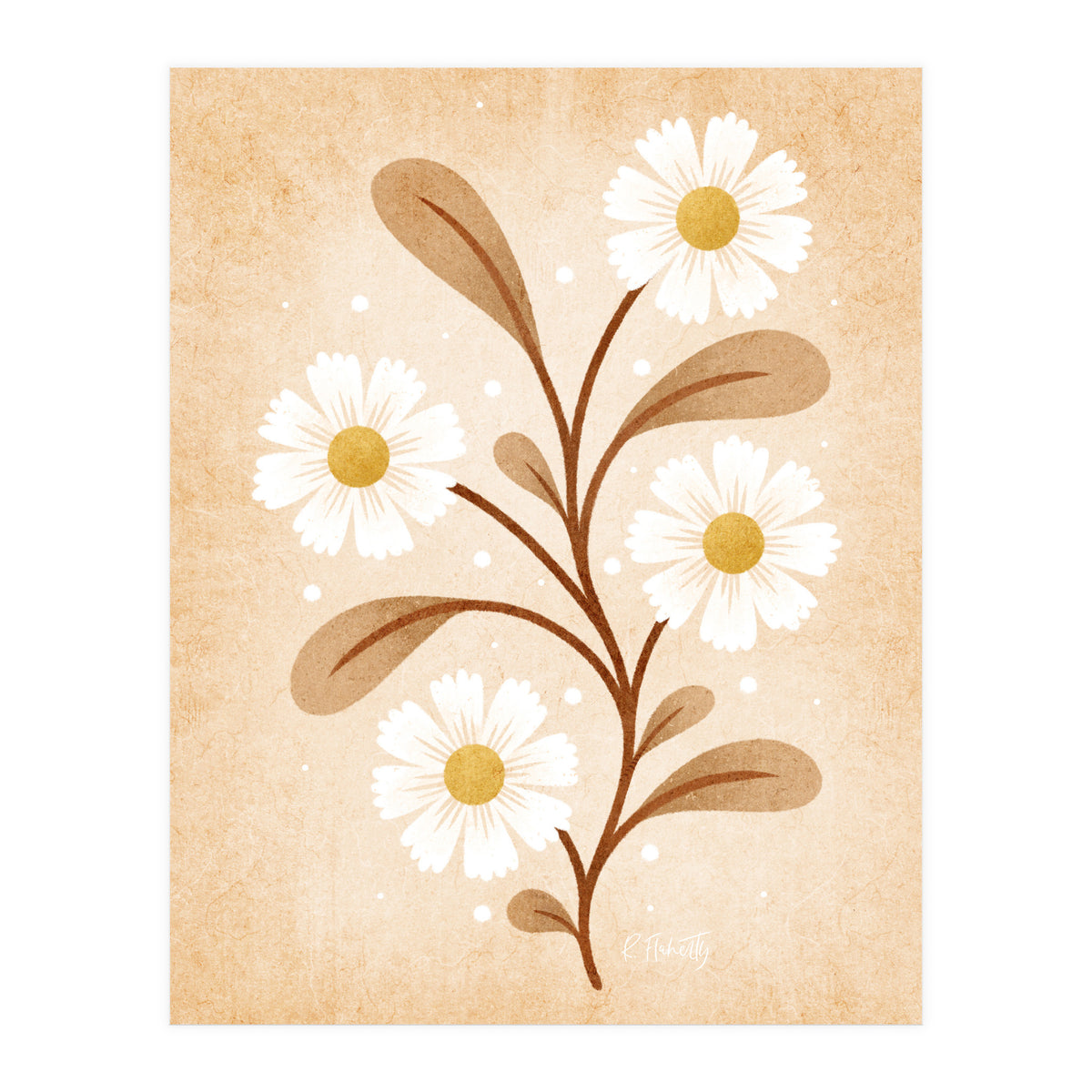 Vintage Beige Daisies (Print Only)