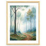 Ethereal Misty Forest Watercolor Art Print thumbnail