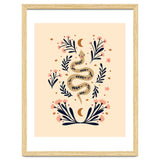 Snake And Flowers Beige And Indigo thumbnail