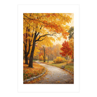Original Autumn Park Landscape Oil Painting Style (Print Only)