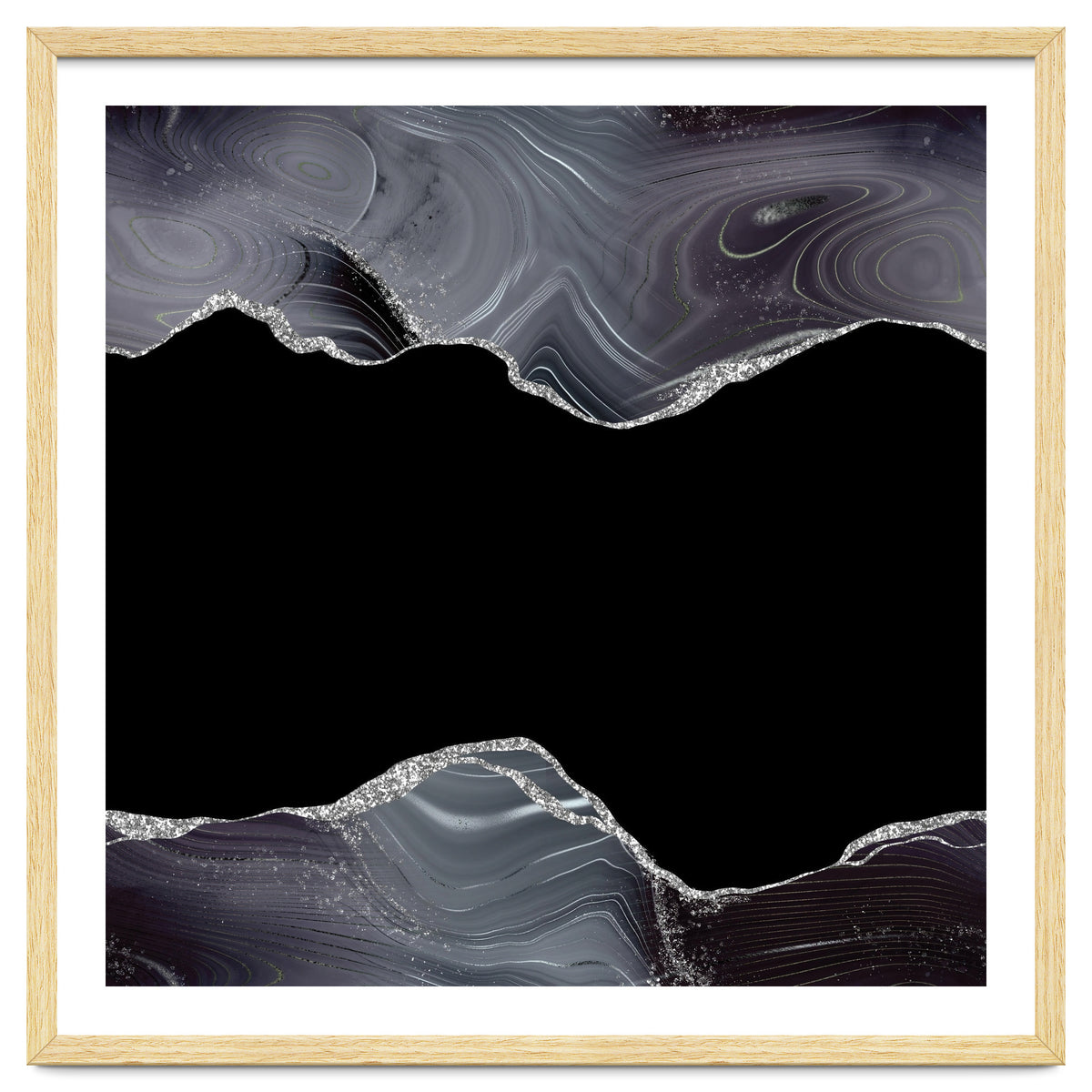 Black & Silver Glitter Agate Texture 04