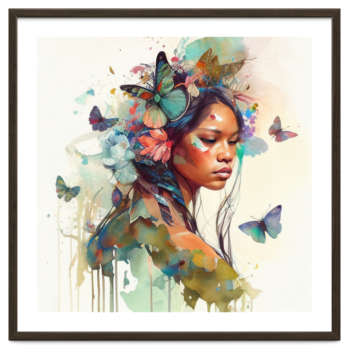 Floral Native Warrior Woman Butterfly Dance