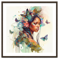 Floral Native Warrior Woman Butterfly Dance