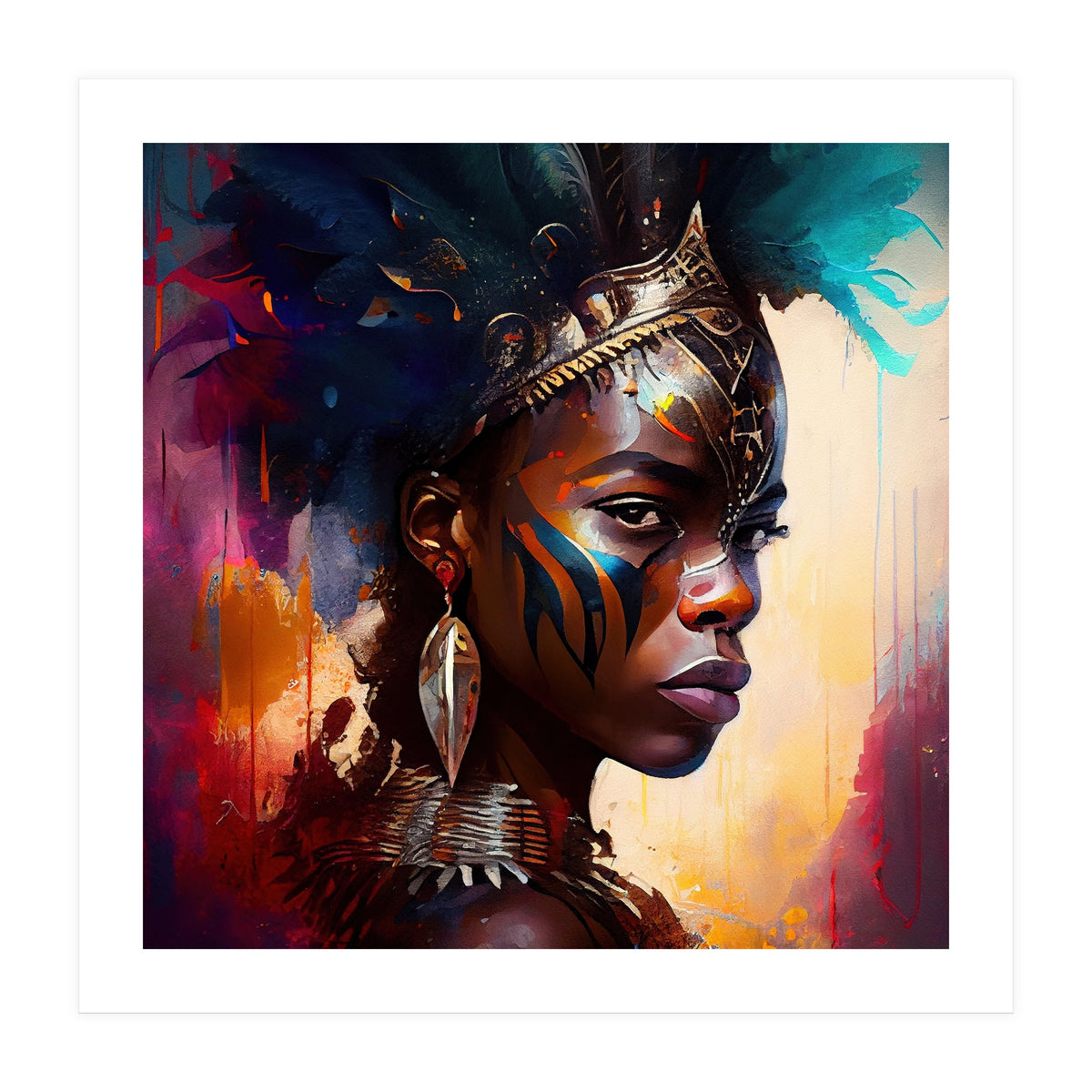 Powerful African Warrior Woman #4 (Print Only)