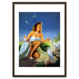 Beautiful Pinup Girl Feeding White Pigeons thumbnail