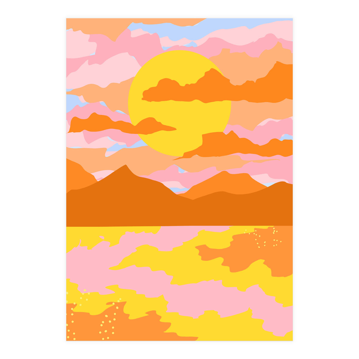 Colors Of The Sky, Sunset Sunrise Nature Landscape Illustration, Travel Adventure Bohemian Colorful (Print Only)