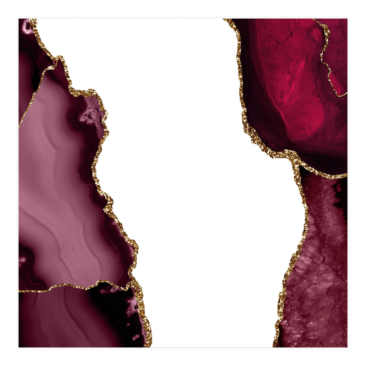 Burgundy & Gold Agate Texture 21  (Print Only)