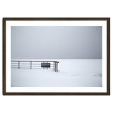 No lifeguards on the sign board in the winter snow beach thumbnail