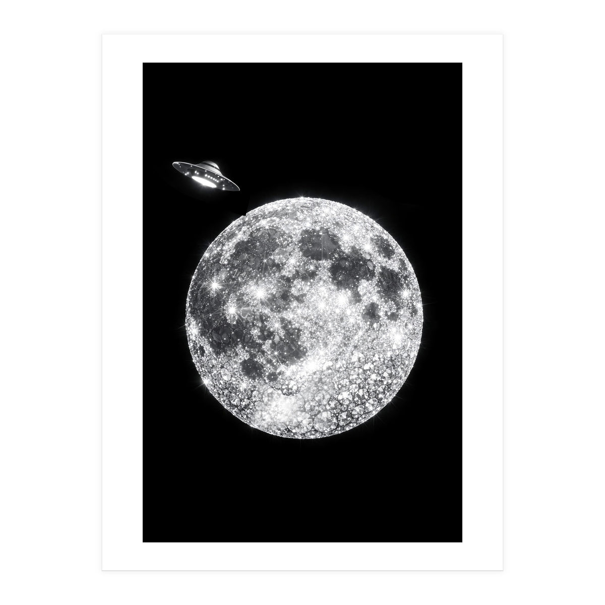 Diamond moon and UFO (Print Only)
