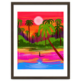 My Shadow & I, Sunset Painting Lake Beach Seashore, Tropical Nature Landscape Colorful Bohemian Traditional, Travel Concept Companion thumbnail