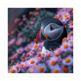 Puffin Bird Among Pink Flowers  (Print Only) thumbnail