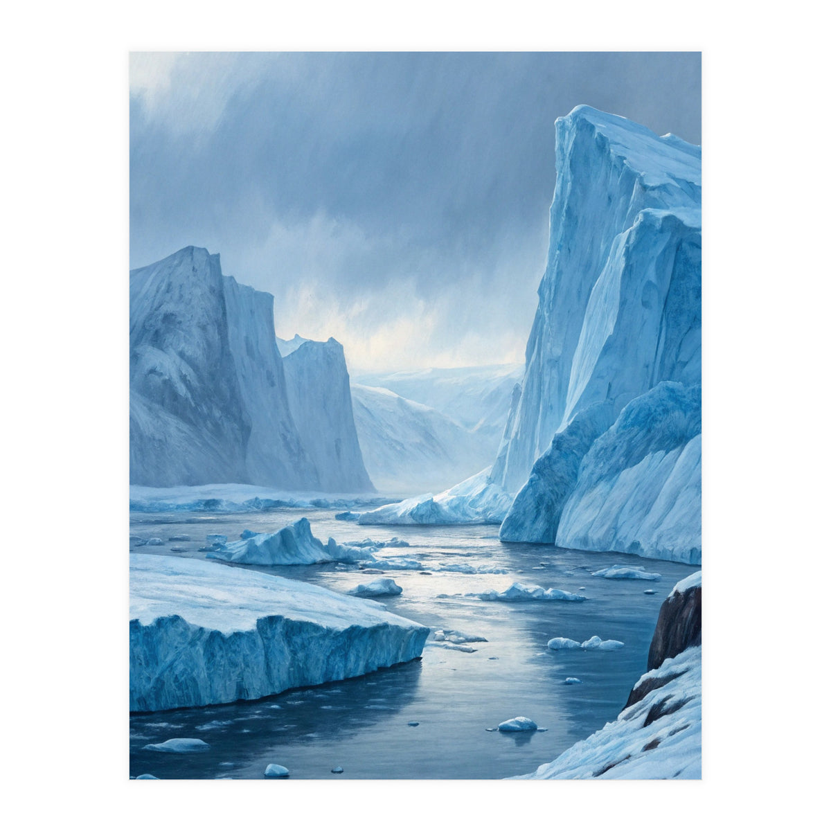 Majestic Arctic Icebergs and Glacial Valley (Print Only)