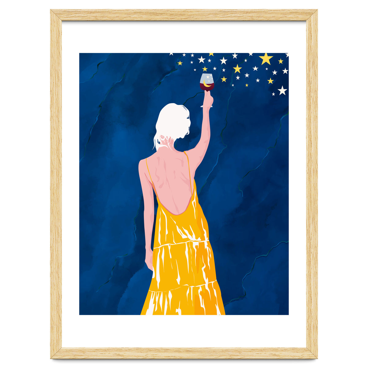 Pour Me Some Magic, Moon Stars Night Sky, Bohemian Woman Positivity Hope Miracle, Wine Holidays New Years Eclectic Gifts