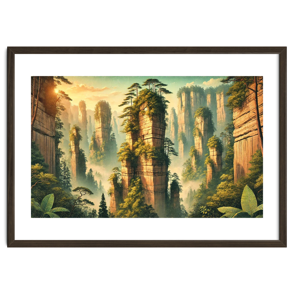 Vintage China, Zhangjiajie Stone Pillars Poster