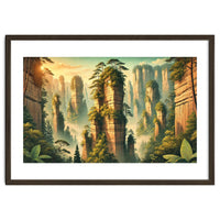 Vintage China, Zhangjiajie Stone Pillars Poster
