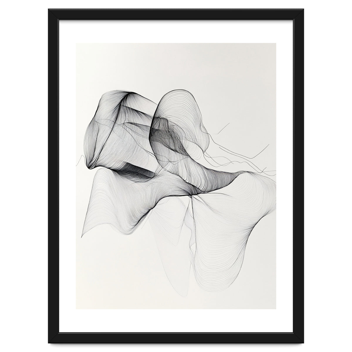 Abstract Black And White Flowing Lines Art