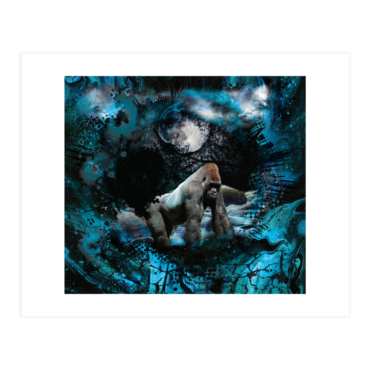 Gorilla Blue Moon Forest Scenic (Print Only)