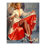 Pinup Girl Playing With Two Little Cats (Print Only) thumbnail