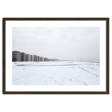 Traces of driving a car on a snowy coast thumbnail