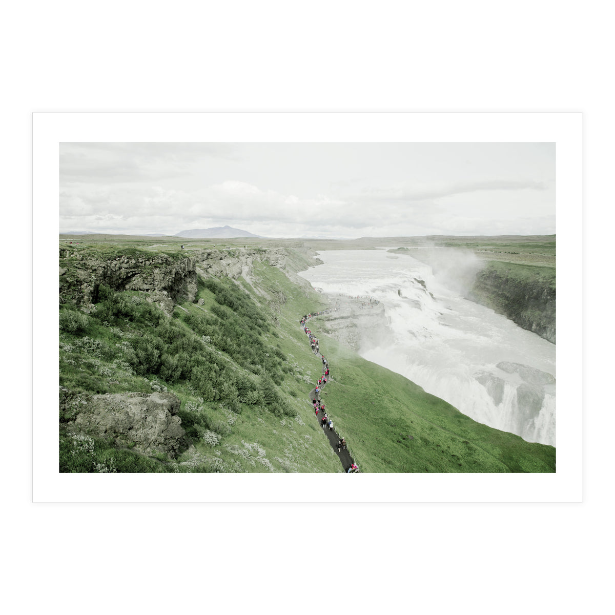Tourists walking along the waterfall - Iceland (Print Only)