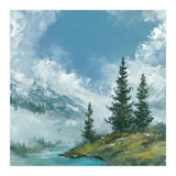 Ethereal Alpine River Valley with Snow-Capped Mountains (Print Only) thumbnail