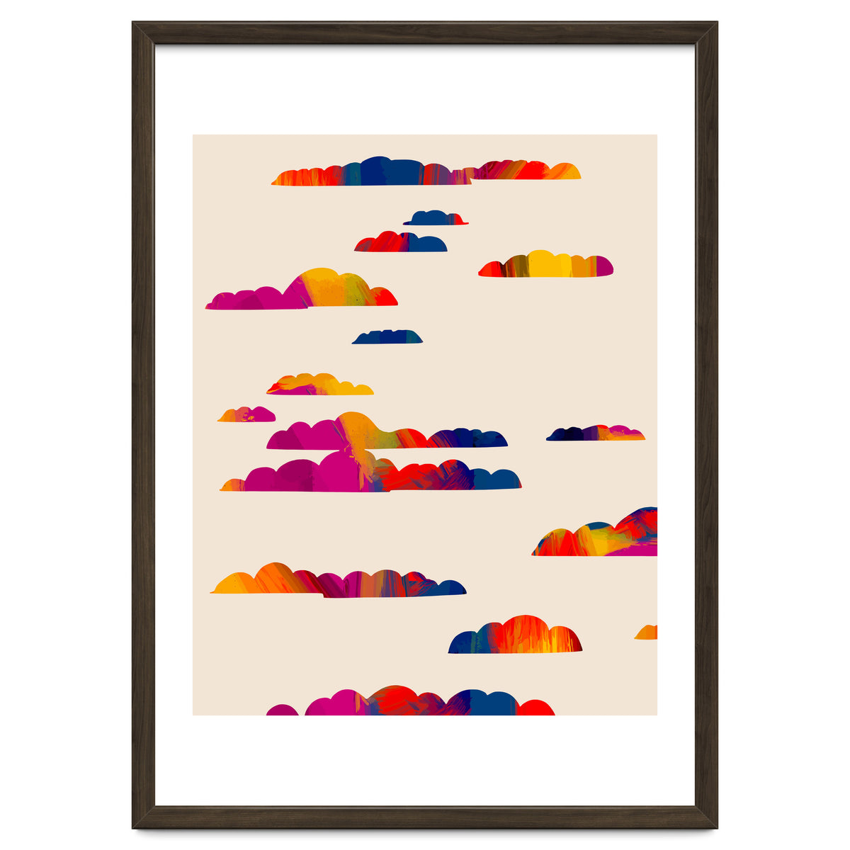 Totem Clouds, Colorful Sky Vibrant Eclectic Bohemian, Abstract Positivity Good Vibes Boho Contemporary Modern Painting