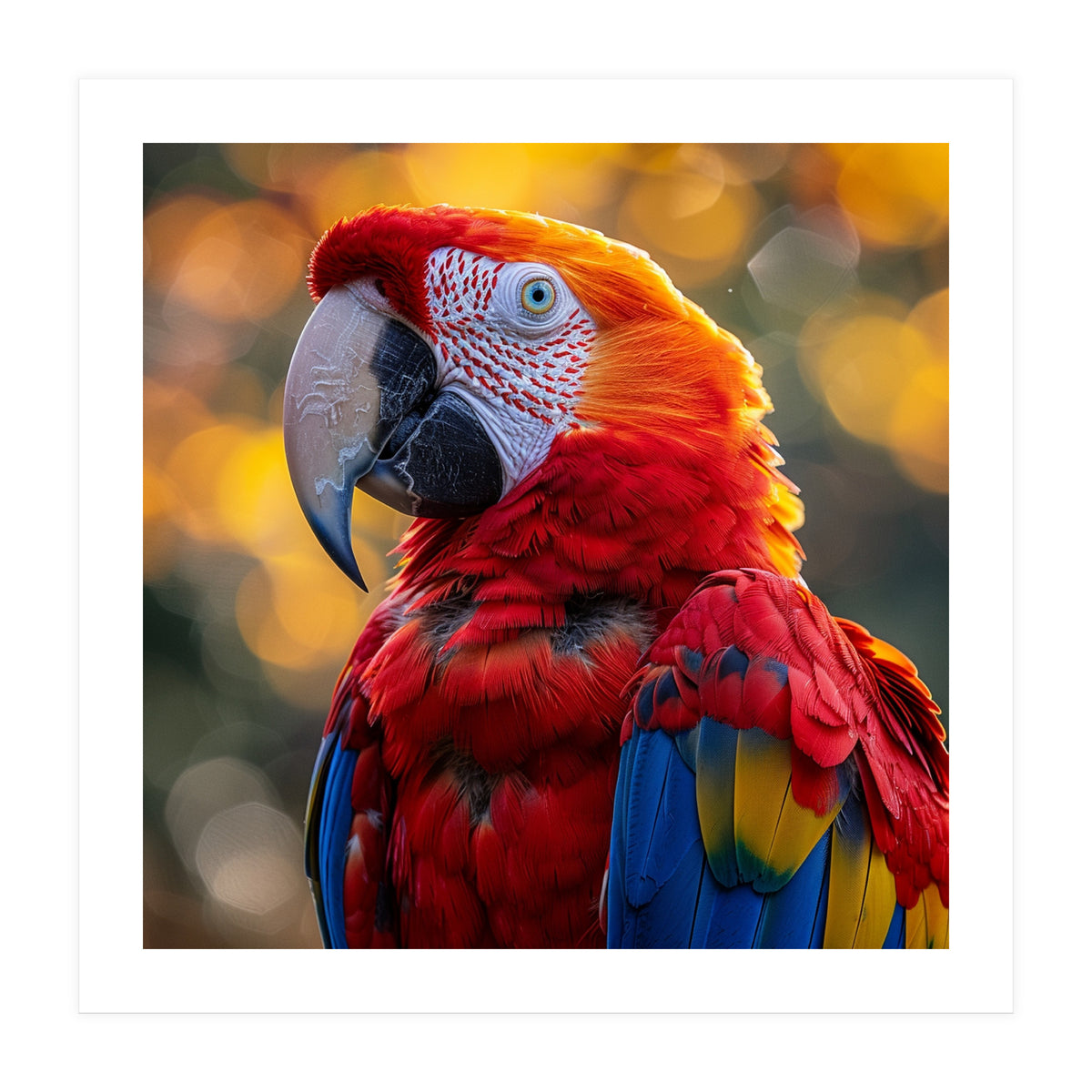 Scarlet Macaw Parrot Close Up Portrait (Print Only)