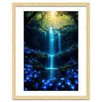 Ethereal Blue Waterfall: Magical Forest Oasis