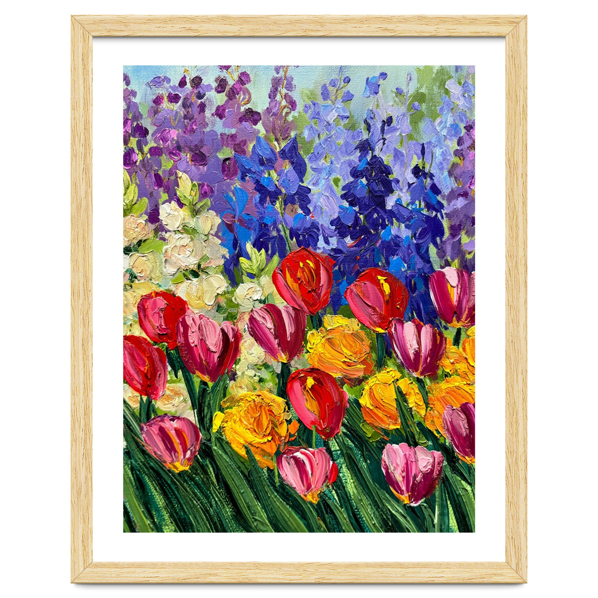 Vibrant Summer Tulip Garden Oil Painting