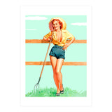 Pinup Country girl Posing With Pitchfork (Print Only) thumbnail