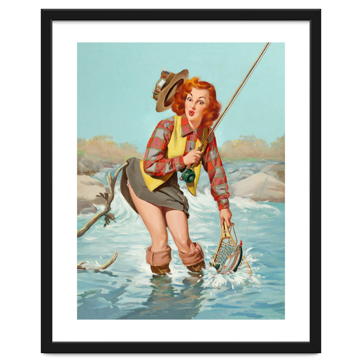 Sexy Pinup Girl On Fishing Accident