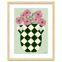 Checkered vase with anemones