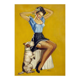 Pinup Woman Posing With Her Dog (Print Only) thumbnail