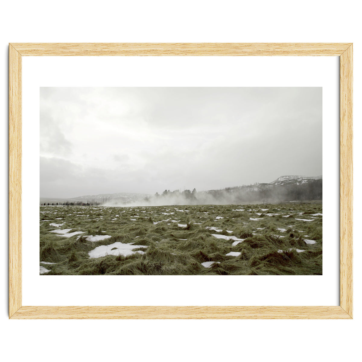 Remaining snow in the late summer greenfield - Iceland