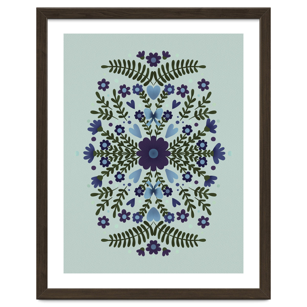 Flowers And Bows Blue And Green