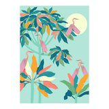 Drawn To The Moon, Stork Heron Flamingo Birds, Tropical Pastel Wildlife Forest Nature, Animals Jungle Bohemian Eclectic Fly (Print Only) thumbnail