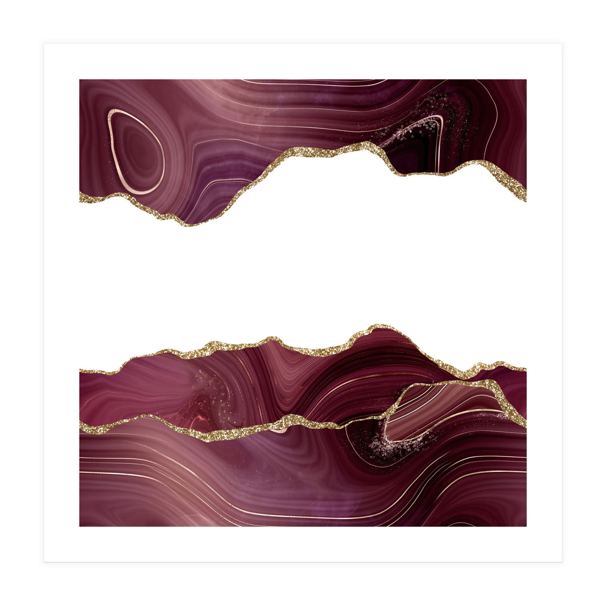 Burgundy & Gold Glitter Agate Texture 07 (Print Only)
