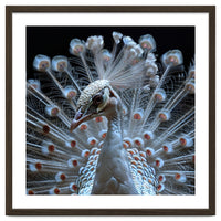 Albino Peacock Displaying White Feathers